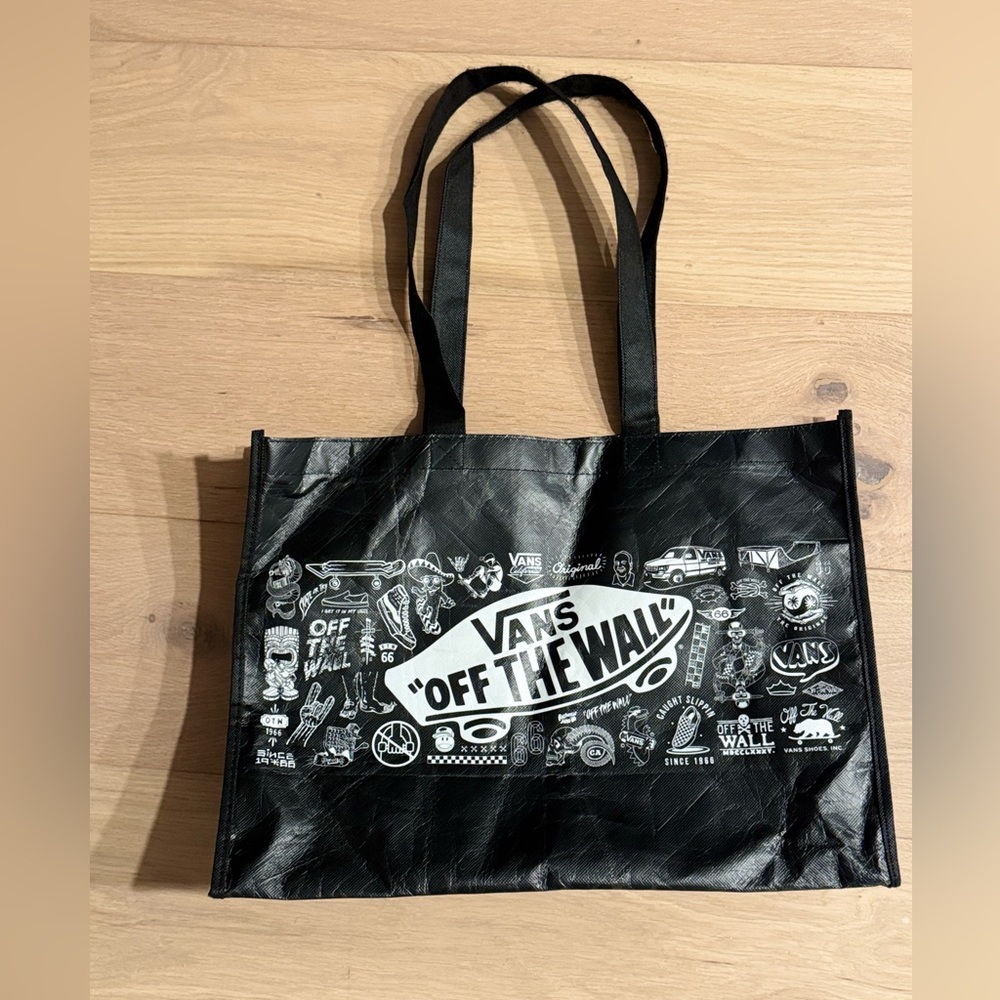 Vans Off the Wall Black Graphic Reusable Tote Bag